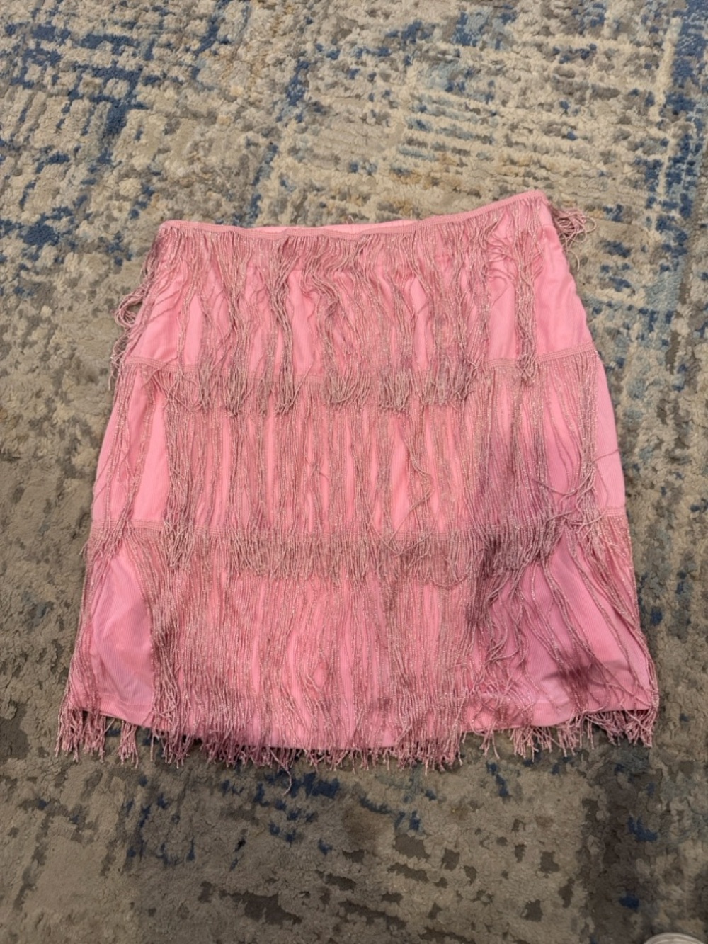 Fringed Pink Mini Skirt